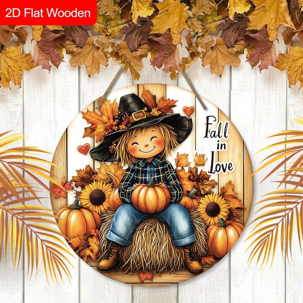 Garden decorations,autumn harvest festival decorations,wooden hanging decorative signs,Little girl and pumpkin pattern,2D flat products