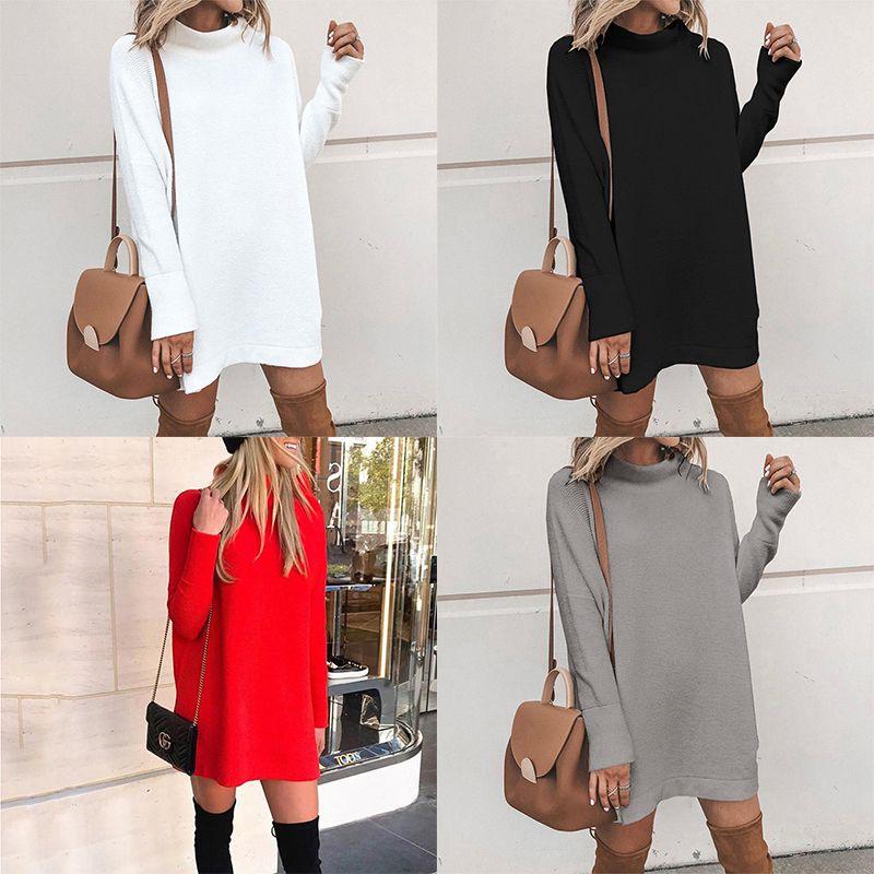 Ultra-soft Women Warm Knitted Long Sleeve Dress Perfect For Autumn And Winter