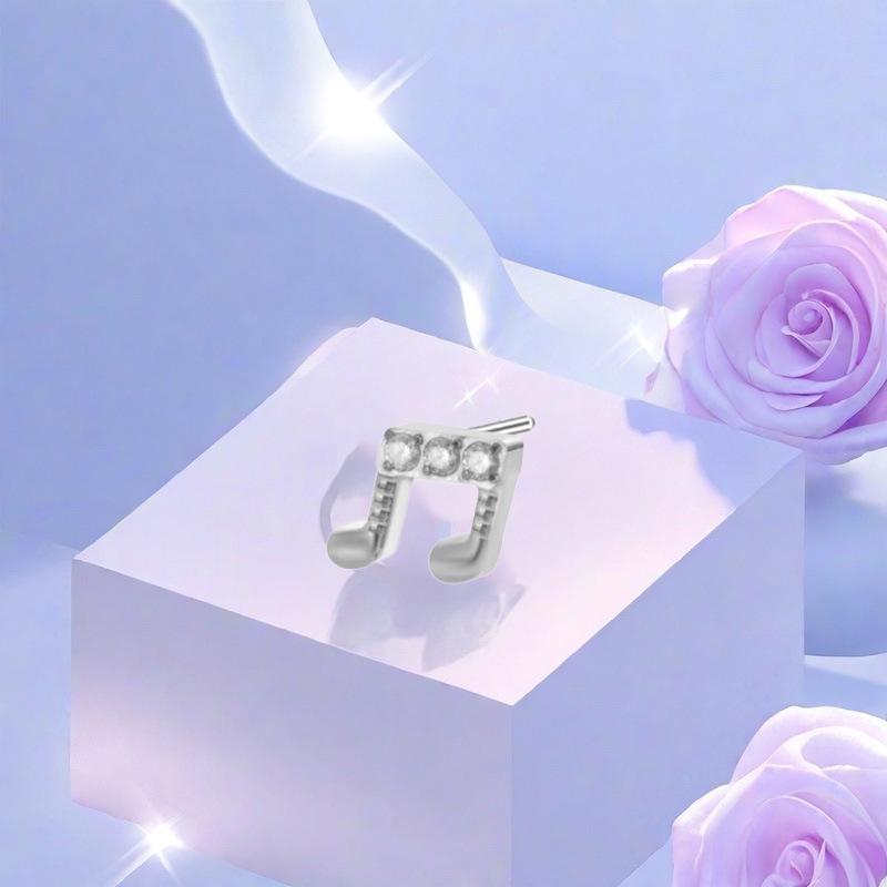 Fashionable Zirconia Ear Stud: F136 Titanium Style