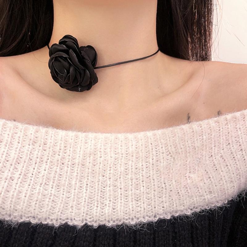 Lace Flower Necklace Vintage Romantic Ribbon Choker Chain Necklace Wedding Bohemian Lace Flower Collar Choker Jewelry