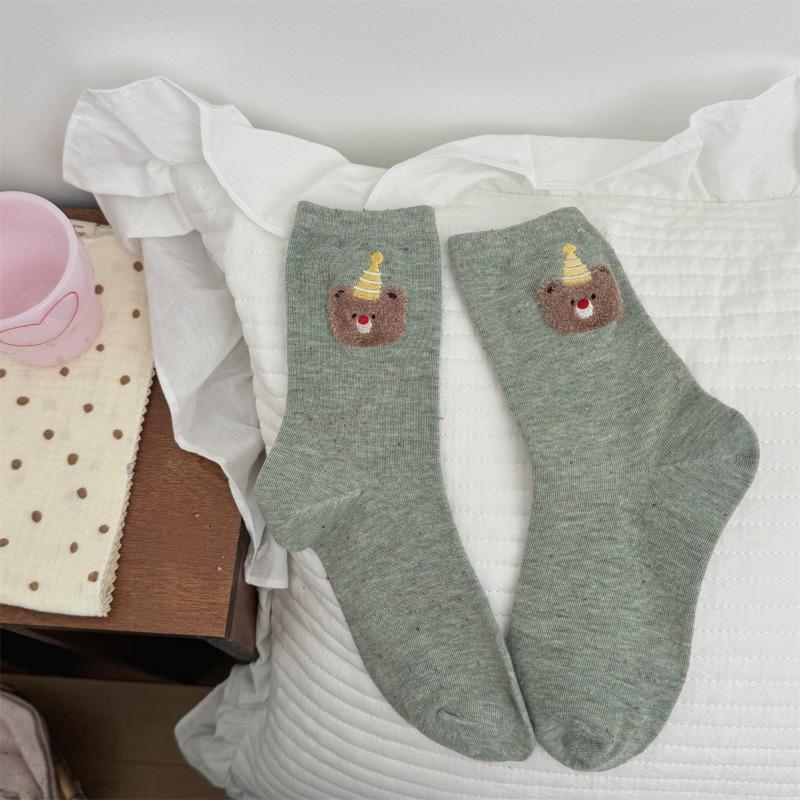 Flickor Höst och Vinter Söt Tecknad Björn Födelsedagshatt I Tubsockor