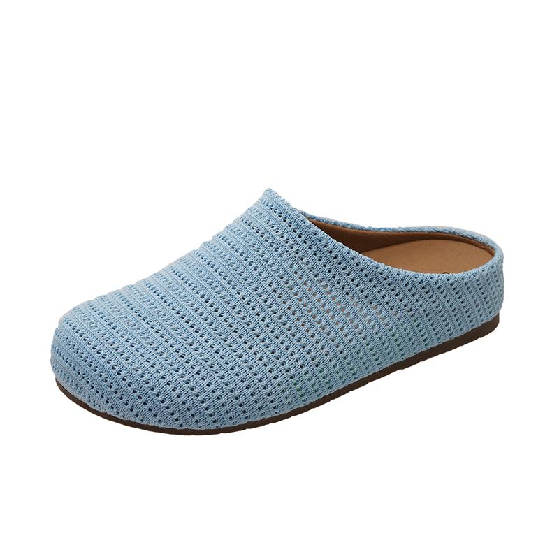 Fashion 2025 Summer Women Comfortable Casual Slip On House Slippers Ladies Hollow Out Backless Casual Loafers Walking Knit Shoes