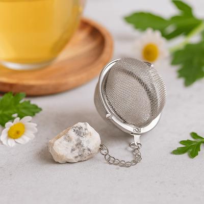 Tea Strainer Stainless Steel With Raw Rainbow Moonstone