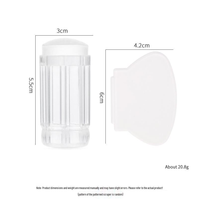 Large Silicone Nail Art Stamp with Lid - Single/Double Head French Design DIY Stamping Tools