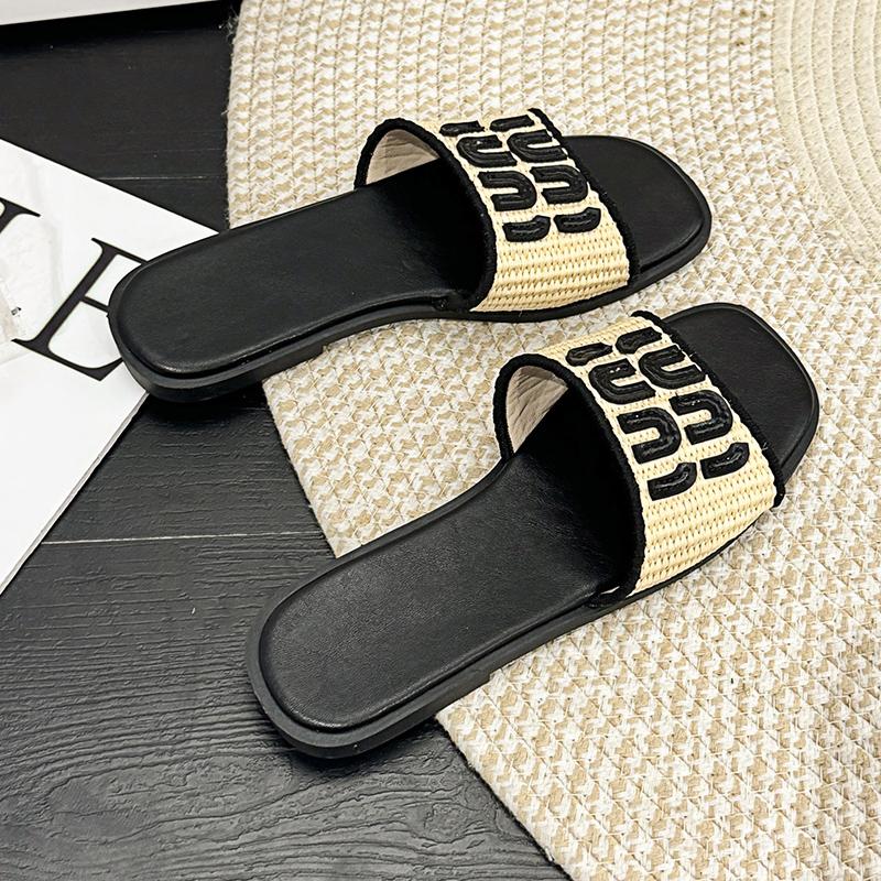 Letní dámské pantofle Plážové ležérní Odolné Vodotěsné pantofle Dovolená Retro Pletené Plážové pantofle Mujer De Zapatillas