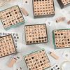 Yousheng 42Pcs/Set Wooden Stamps Mini Alphabet Letter Number Stamps Craft Ink Stamp for DIY Craft Card Photo Album Scrapbooking Envelope