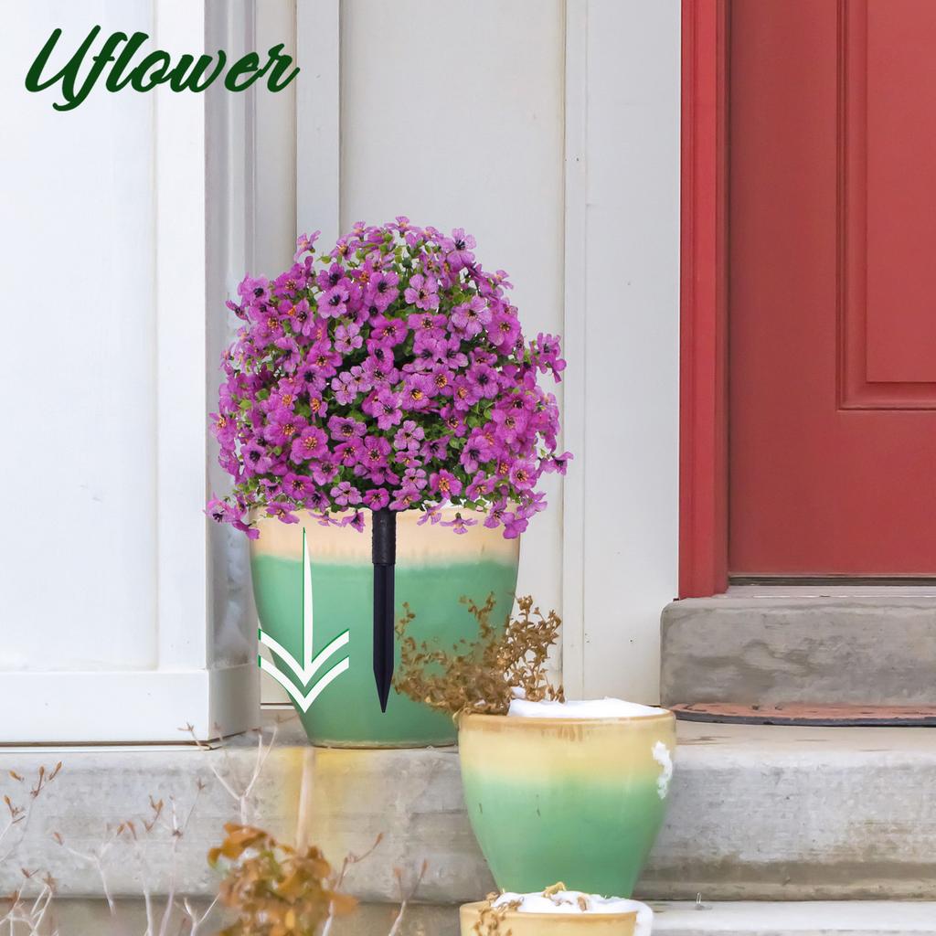 1/2pcs UV-Resistant Artificial Violet Flower Balls with Stakes, Realistic Outdoor Decor for Garden, Porch, Patio, Wedding, Home