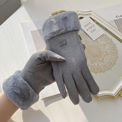 Gloves Autumn Winter Cute Furry Warm Mitts Full Finger Mittens Women Outdoor Sport Female Gloves Screen