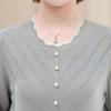 Nouveau Style 2025 Haut Tricot à Manches Longues pour Femmes d'Âge Moyen - Printemps/Automne
