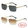 2pcs Retro Metal Twisted Legs Summer Colorful Street Sunglasses Borderless Hollow Square Edge Sunglasses