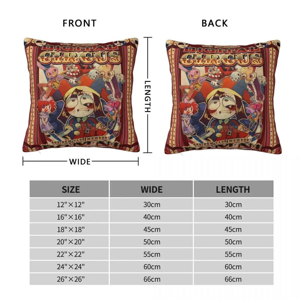 WELCOME TO THE AMAZING DIGITAL CIRCUS Pillowcase Polyester Cushion Cover Decoration Pillow Case Cover Home Square 40X40cm