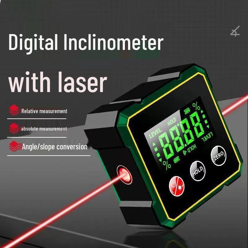 Digital Laser Inclinometer Box - Angle Measuring Instrument & Slope Meter Level