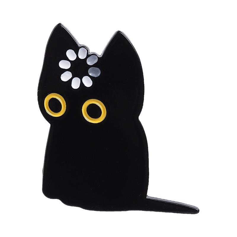Cute Black Cat Enamel Pin Cartoon Metal Brooch Collar Pin Badge Backpack Clothing Decor Fashion Accessory Gift For Daily Wear