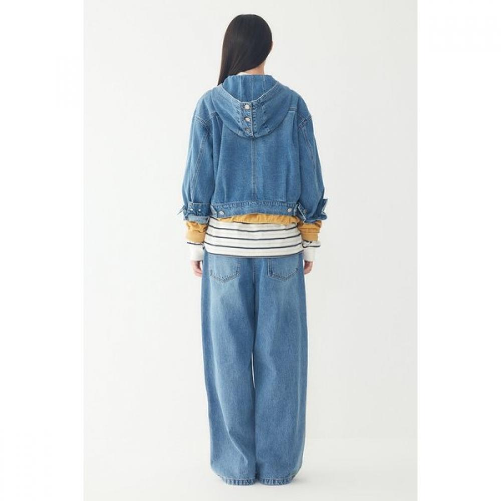 STUDIO TOMBOY Button Detail Denim Hoodie Jumper 9106313001