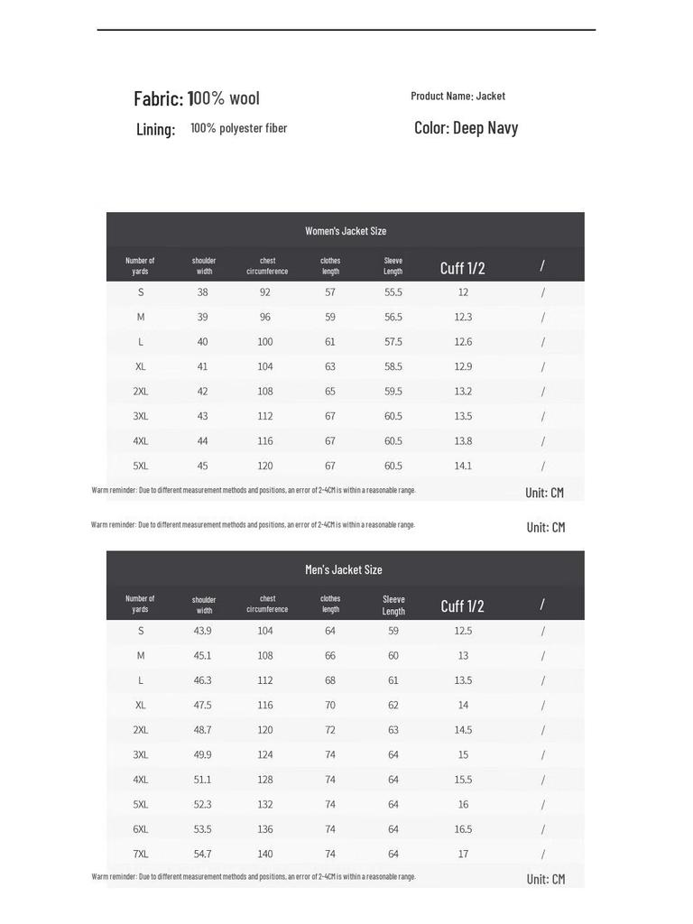 Treman Unisex 95% Wool Business Casual Jacket