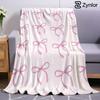 Pink Line Bow Lightweight Microfiber Soft Christmas Fleece Blanket Warm Cozy Throw for Bed Sofa Office Travel All Season