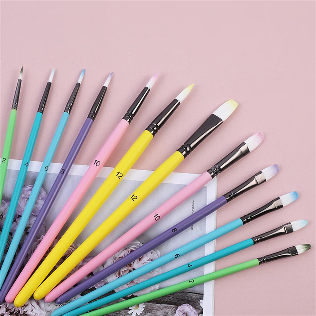 6PCS Professional Paintbrush Artist Paint Brush Nylon Bristle Paint Brush for Watercolor Gouaches Acrylic Oil Painting