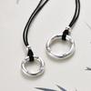 Tichiya Sterling Silver Retro Couple's Necklace with Black Cord