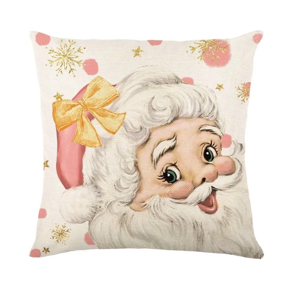 Christmas Day Party Decoration Pillowcase Santa Claus Dwarf Snowman Print Pillow Cover Sofa Room Home Decoration Christmas Gift