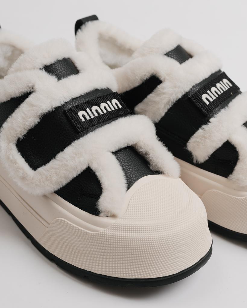 Stivali invernali con plateau Melanda 581107 36 bianco e nero pelle pelliccia