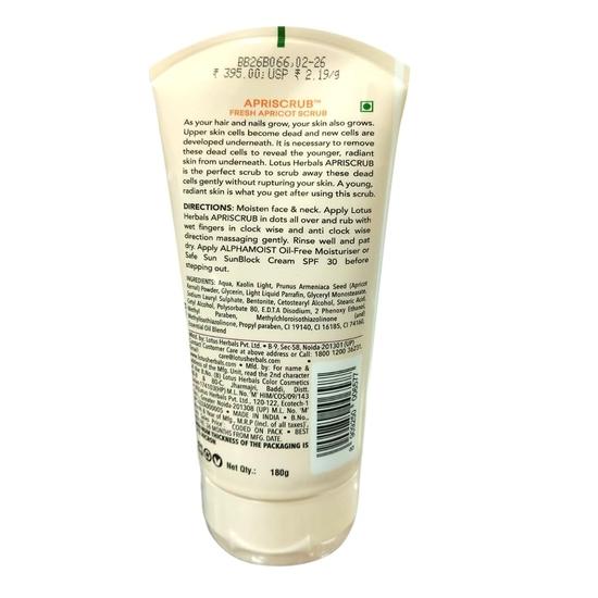 Lotus Herbals Apriscrub Fresh Apricot Scrub | Natural Exfoliating Face Scrub | Chemical Free | For All Skin Types | 180G