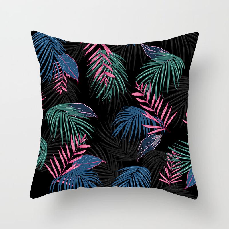 Nordic Green Plant Series Pillow Cover Peach Skin Printed Home Sofa Cushion Cover Pillow