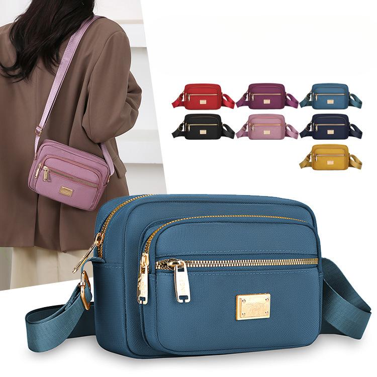 Portable Commuter Small Bag Multi Layer Storage Business Cashier Bag Simple and Durable Oxford Cloth Shoulder Crossbody Bag