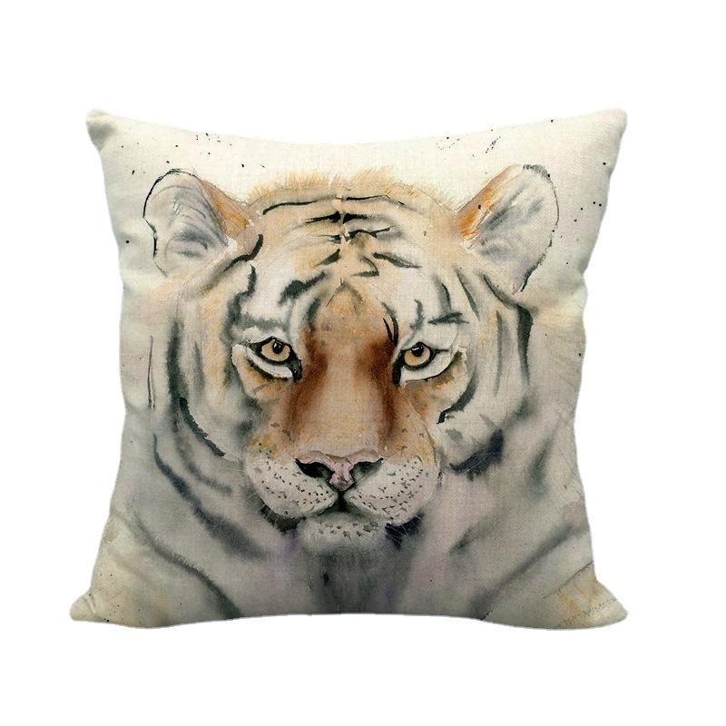Bear Tiger Lion Fox Wolf Animal Patterns Digital Printing Short Plush Pillow Covers For Car Sofa Office Cushion Cover Home Goods