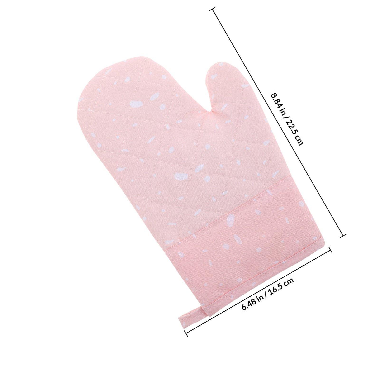 2Pcs Microwave Oven Gloves Thickened Silicone Heat Resistant Non-Slip Kitchen Gloves for Baking Cooking Bbq Air Fryer Food Prep розовый