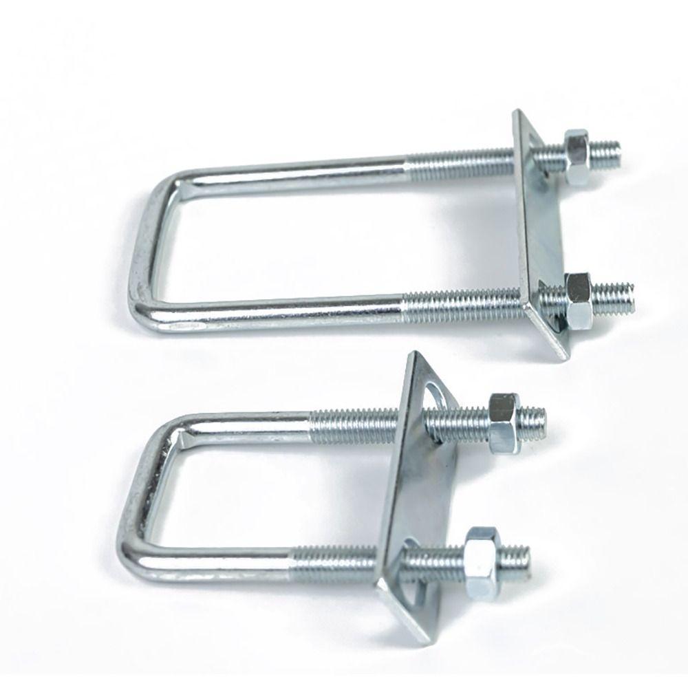 1Pcs Durable Galvanized Q235 Carbon Steel M8 Square Tube Clamp With Baffle Screws Square Bolt Right Angle U-bolt for Square Tube