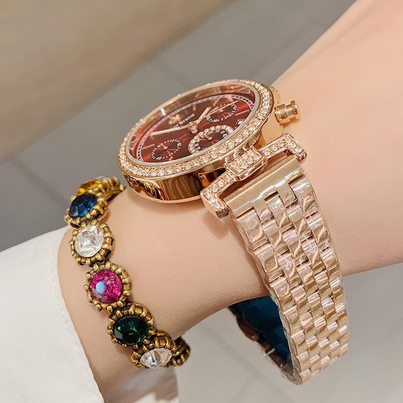 New Fashionable and Atmospheric Steel Band Women's Watch Small Three-hand Calendar Watch Women's Waterproof Quartz Watch