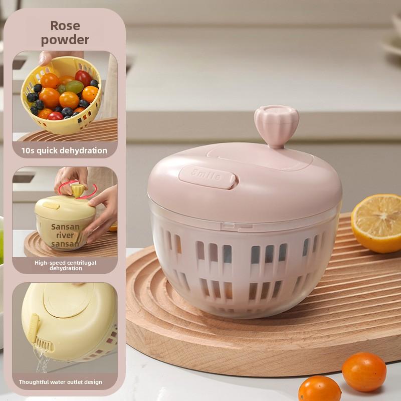 Manual Salad Spinner Hand Crank Vegetable Dehydrator for Kitchen, Modern Plastic Salad Dryer