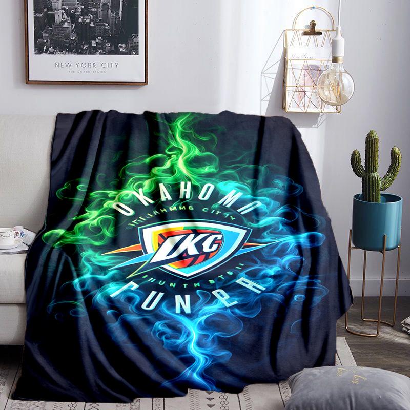 Thunder Basketball Team Blanket Lightweight Flannel Bedding Blanket Perfect for Travel, Camping, Living Rooms, Offices, Sofas, Fan Christmas Gift