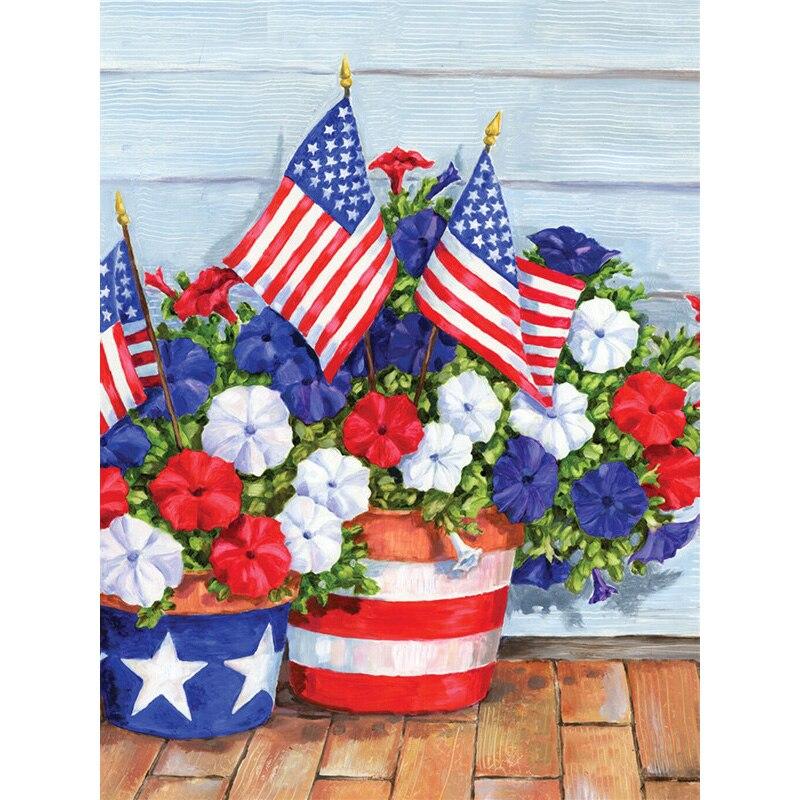 New 5D DIY Diamond Painting Flag Diamond Embroidery Flowers Scenery Cross Stitch Full Round Drill Home Decor Manual Gift