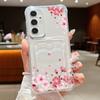 For Samsung S25 Ultra S24 FE S23 S22 A56 A36 A16 A55 Cover Sakura Floral Pattern Soft Silicone Card Slot Shockproof Clear Slim Phone Case