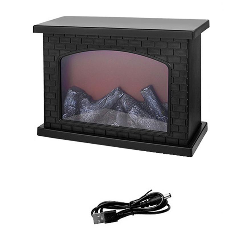 Fireplace Flame Light, Fake Fireplace LED Table Lights USB or Battery Power Lamp for Holiday Winter Gift Party Warm Home Decor