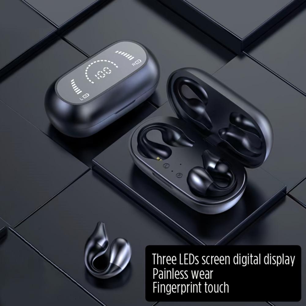 Kabelloses Ohrclip-Headset, Mini-BT-Headset zum Radfahren, Fahren und Laufen, Design mit offenem Ohr, Digitalanzeige, HiFi-Klangqualität