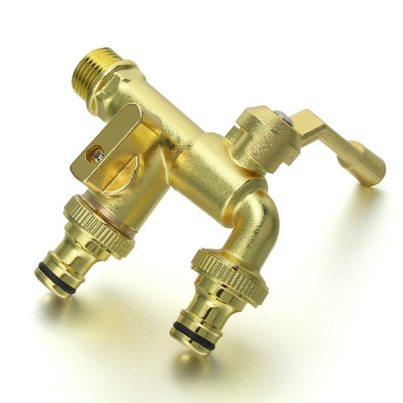 Retro Brass Dual-Outlet High Flow Anti-Freeze Crack-Resistant All-Copper Washing Machine Faucet