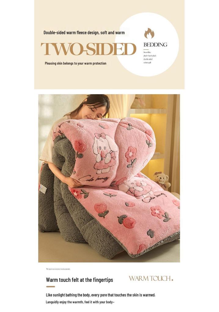 Warm Winter Lambswool & Fleece Quilt - Thick, Cozy Single Size for All Seasons