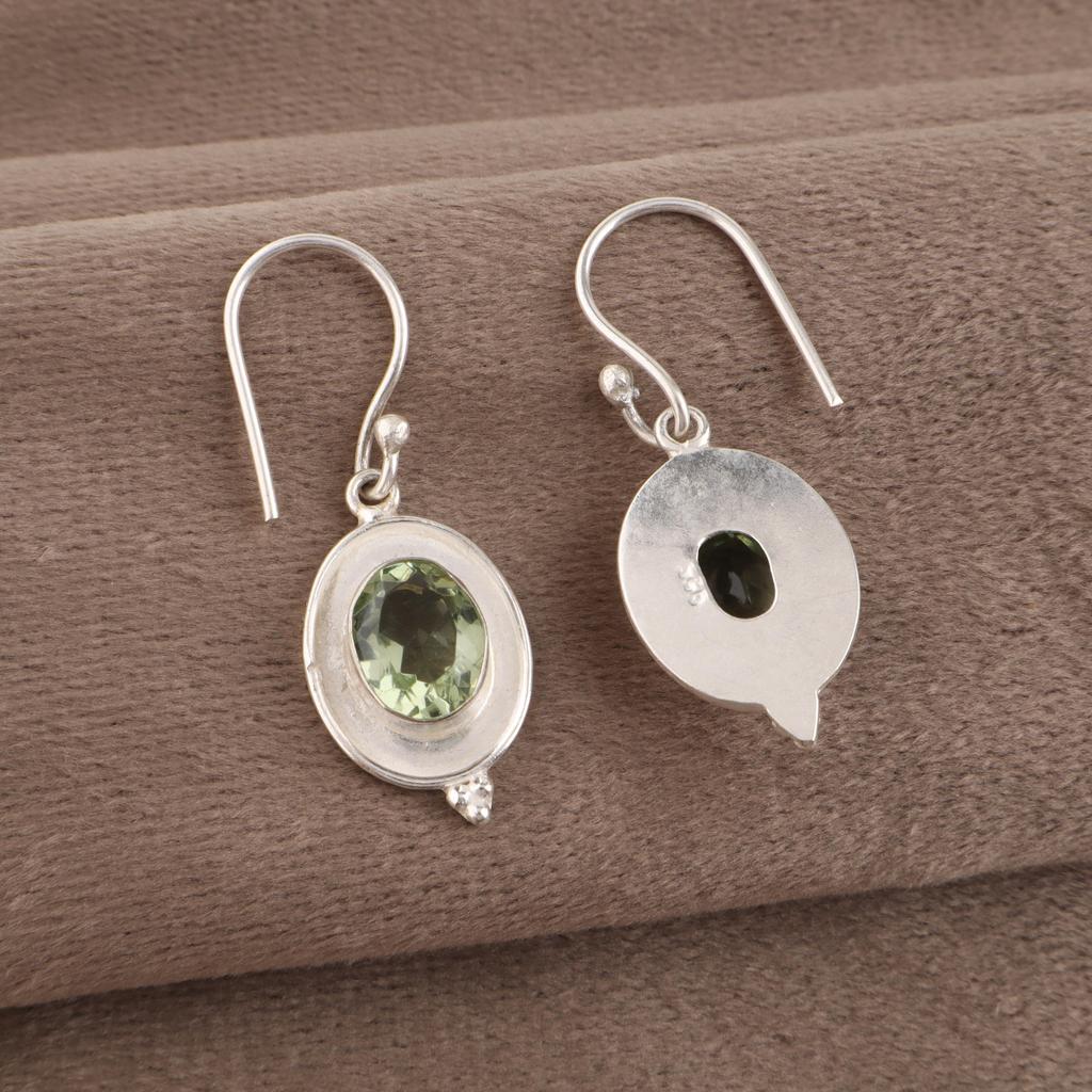 Grüner Amethyst Schmuck, 925 Sterlingsilber Ohrringe, Handgefertigter Damenschmuck Geschenk für Frauen, Zarte Edelstein-Ohrringe für Sie