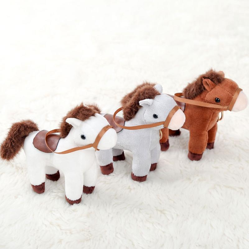 Niedliches Reins Pferd Mini Anhänger Schlüsselanhänger Plüschtier Kawaii Lebensechtes Tier Simulation Stoffpuppe Taschenanhänger Freund Kind Geschenk