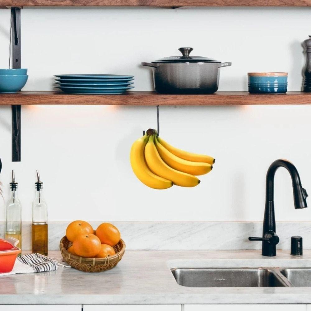 2Pcs Wall Mount Banana Holder Hook Keep Bananas Fresh Banana Storage Hook Towel Hook  Kitchen
