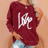 Women S Round Neck Long Sleeve Love Print Casual Sweatshirt