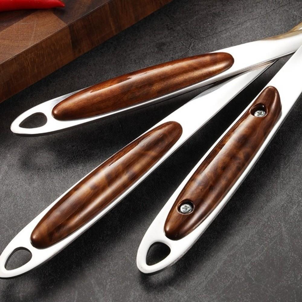 Wooden Handle Kitchen Wok Spatula Solid Spoon Slotted Spoon Stainless Steel Shovel Stainless Steel Fork Kitchenware Tools