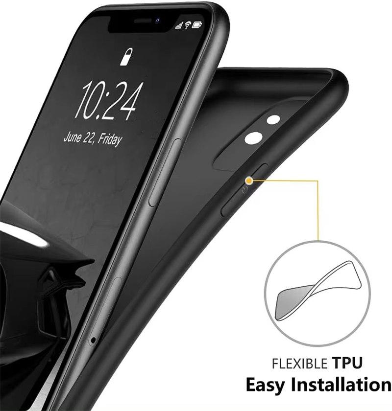 Schwarze stoßfeste Silikon-TPU-Telefonhülle für iPhone 15 14 13 12 Pro 11 Pro Max X Xs XR 6 6S 7 8 Plus Schutzhülle für die Linse