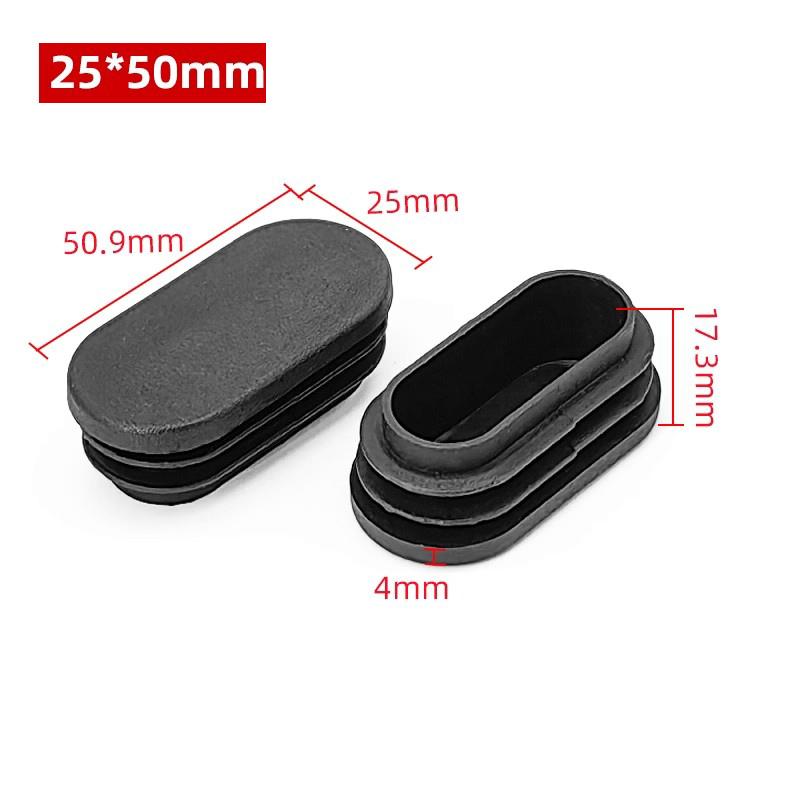 Tapones de Extremo de Cierre de Plástico Rectangular Ovalado Negro para Tubos Tubos Tapones Tapones Tapón para Pies de Mesa Patas de Silla