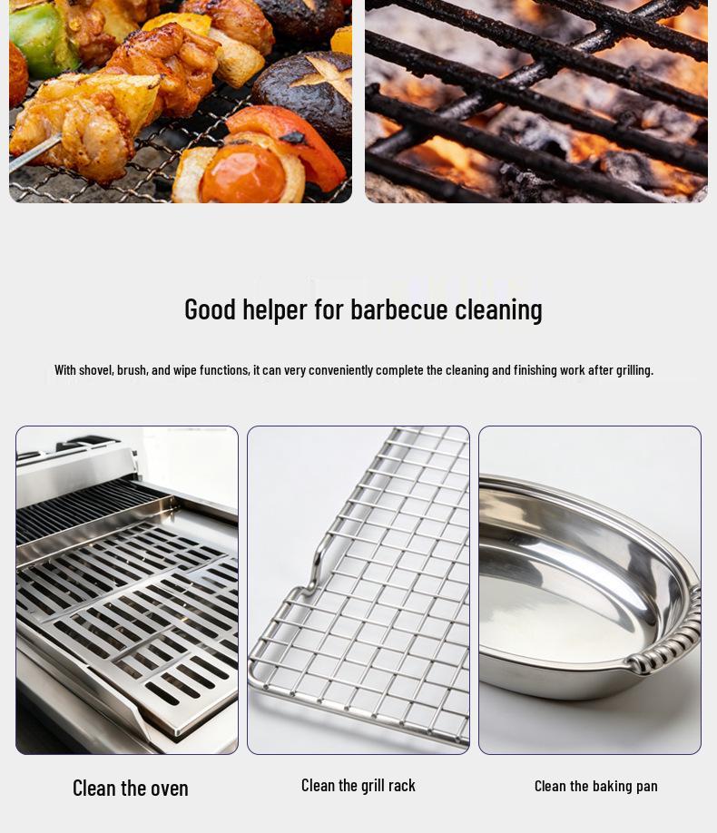 Stainless Steel BBQ Grill Cleaning Brush - Outdoor Rust & Dirt Removal Tool.