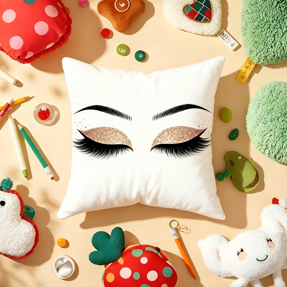 Sexy Women Eyelash Cushion Cover Soft Short Plush DoubleSided Printing Home Decor Machine Washable Pillow Case Gift