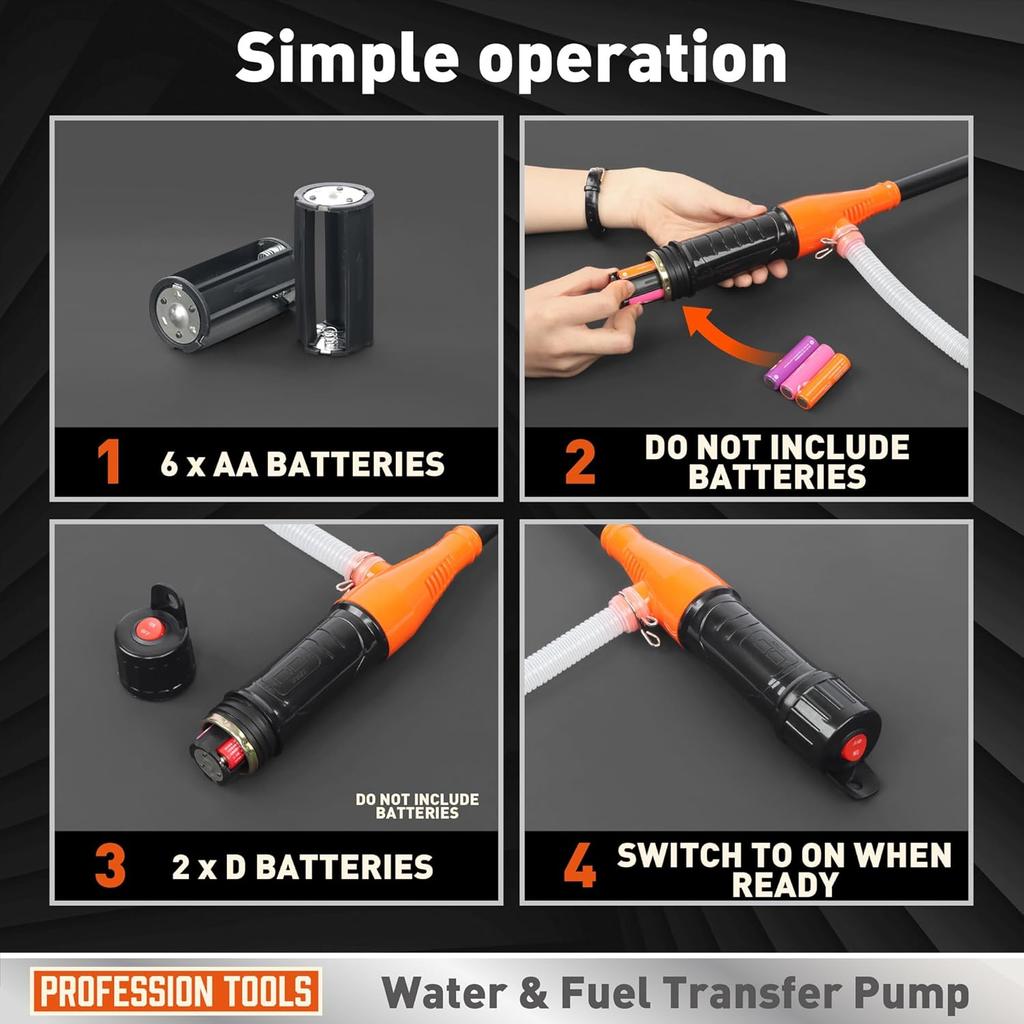 Amartisan Portable Fuel Transfer Pump Battery Powered - Gas Pump For Gas, Fuel, Diesel, Water Transfer - 2.6 GPM Multi-Use Siphon Fuel Transfer Pump