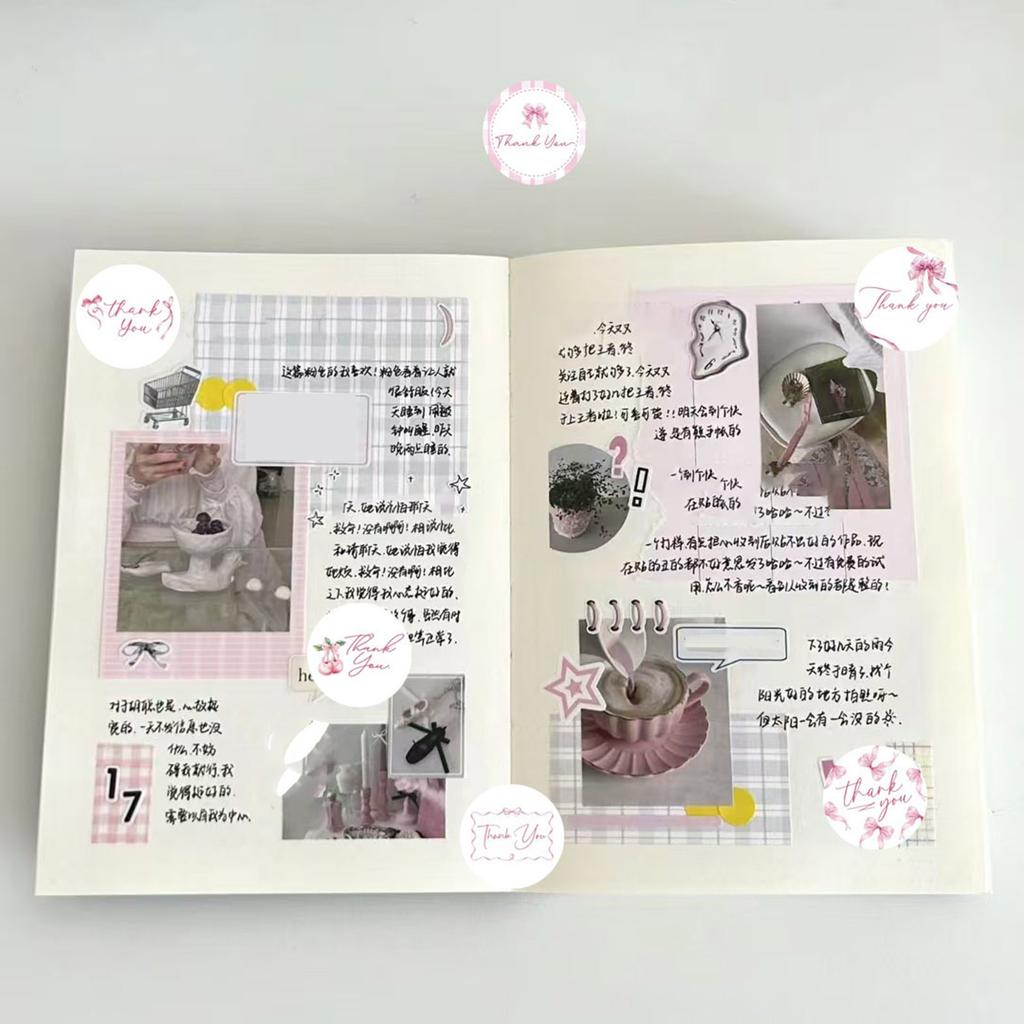 Thank You Sticker Lovely Bows Sticker Decorative Labels Thank You Labels Gift Sealing Sticker Round Sticker for Party